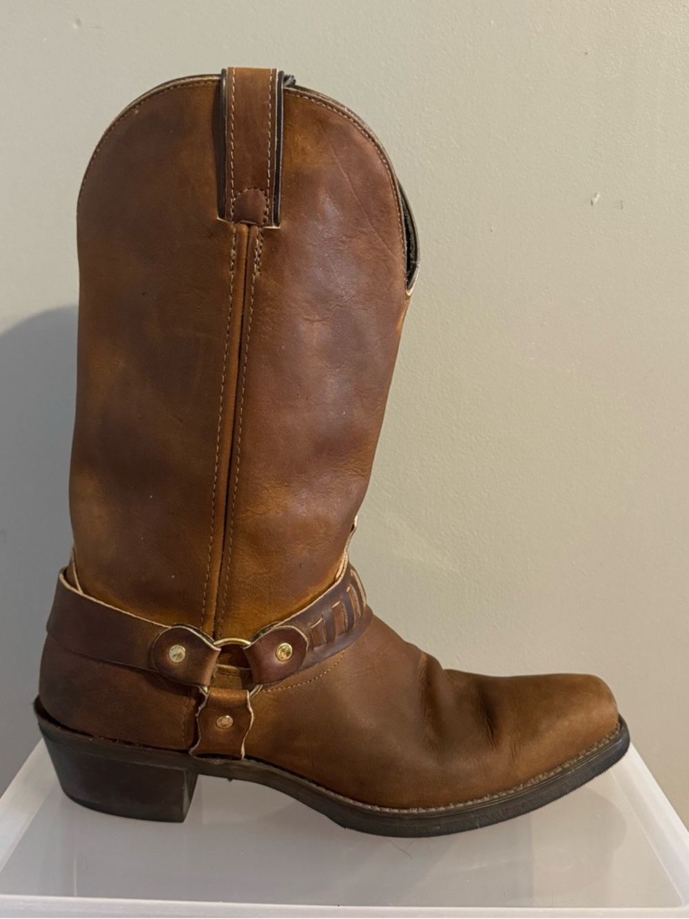 Laredo 4754 Brown Harness Motorcycle Boots Mens 10.5 D USA Made Riding Leather